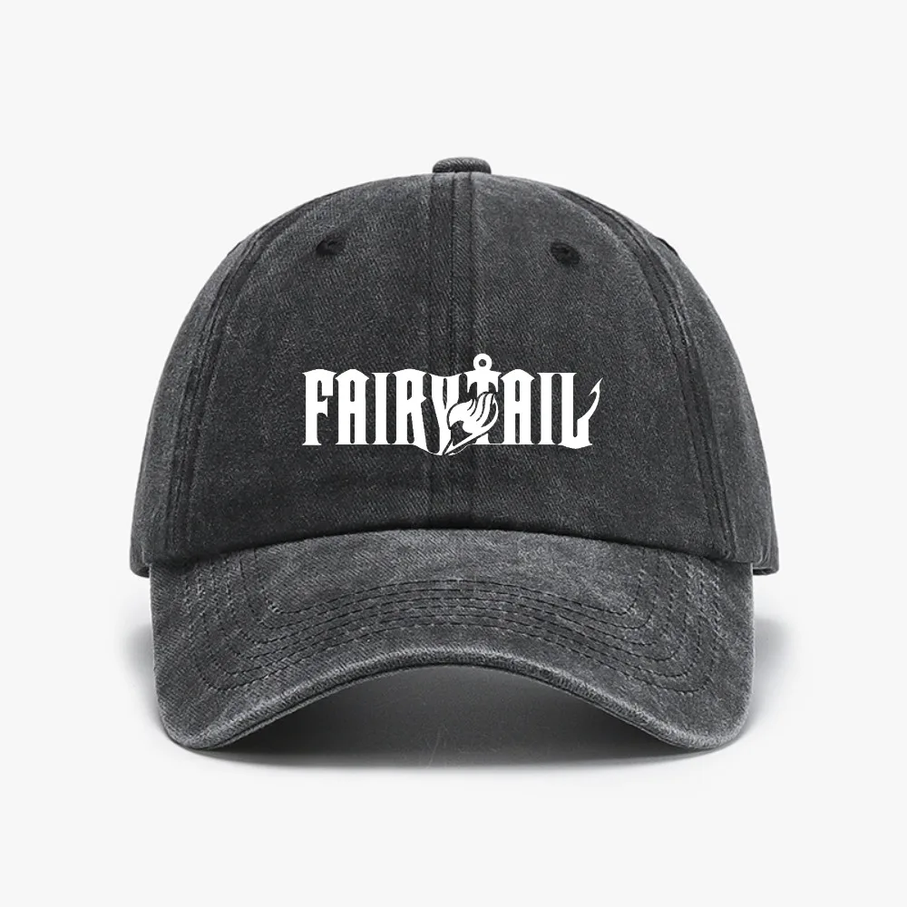 

Anime Fairy Tail Men Baseball cap Vintage style Washed Soft top denim hat Fashion Men women adjustable snapback hats