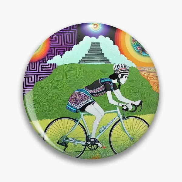 Trippy Mayan Lsd Bicicle Blotter Art  Soft Button Pin Clothes Collar Funny Brooch Fashion Lover Decor Hat Creative Jewelry