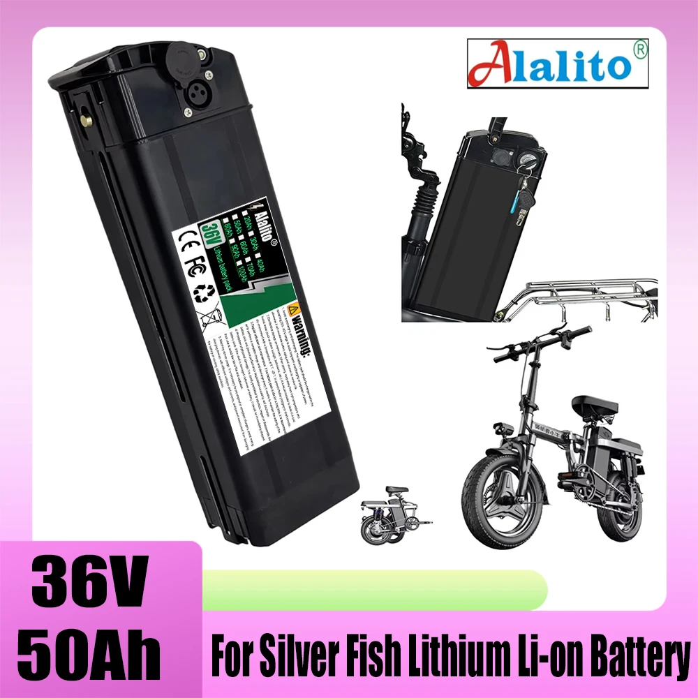 For Silver Fish lithium battery pack, 36V 20Ah-50Ah, compatible with 250W 350W 500W 1000W folding bicycle wheel hub motor
