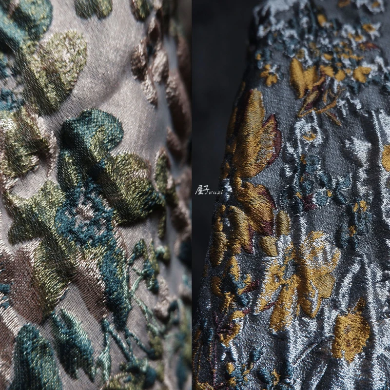 Jacquard Texture Fabric Autumn Winter Vintage Clothing Designer Wholesale Cloth for Sewing Diy Polyester Nylon Material