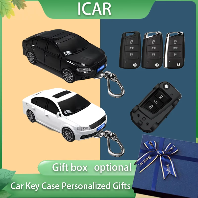 

For Volkswagen Tiguan Car Model Key Case for Skoda Octavia Rapid Kodiaq Flip Folding Car Key Cover Fob Man Men Creative Gift