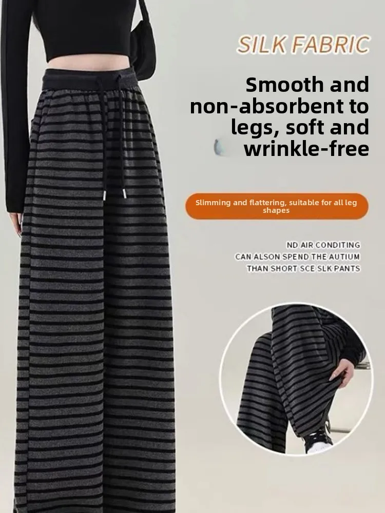 Hoge taille Fce gevoerde gebreide broek met wijde pijpen Dames Spor Straight Cut Broek Herfst Winter Woon-werkverkeer Sle