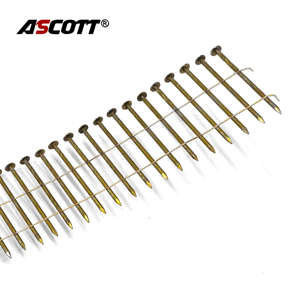 900pcs High Quality 2.3mm Diameter Painted Screw Coil Nails 50-64mm Length Pallet Coil Nail For Wooden Pallet Pneumatic Nail Gun