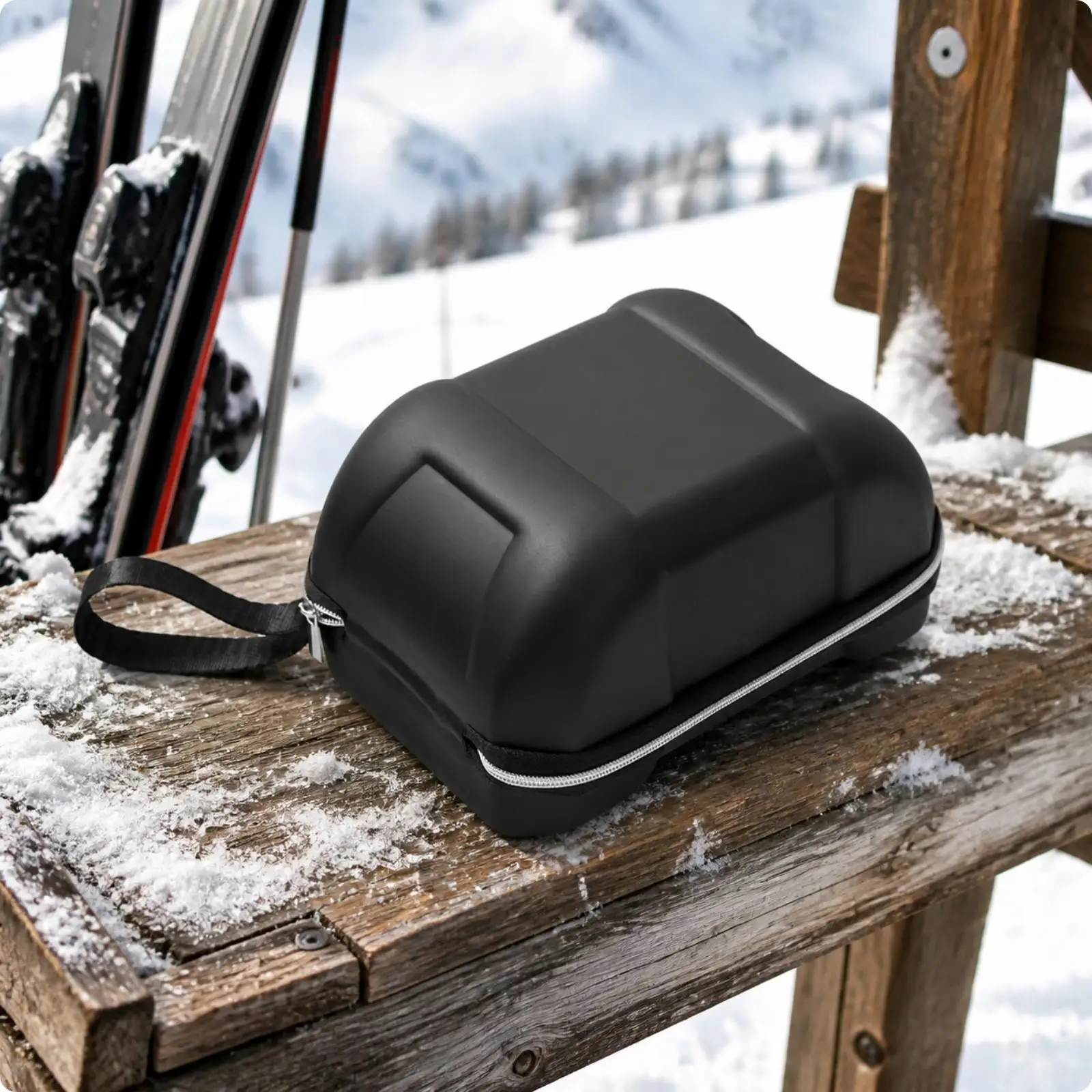 Protective Ski Goggle Case for Riding Glasses with Fleece Lining and Zipper Closure
