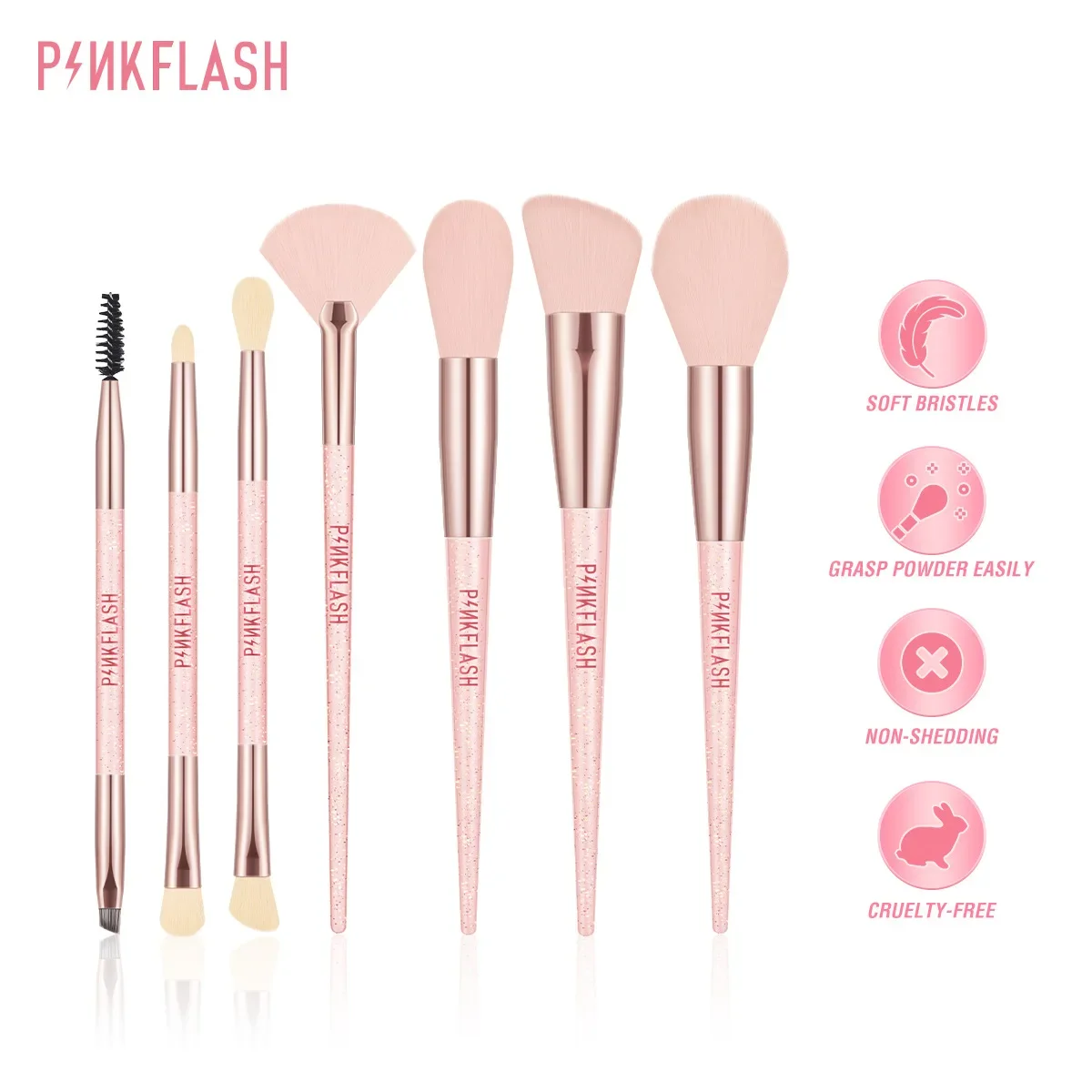 Makeup Brush Artificial Fiber Bristles Portable Plastic Handle For Travel Soft Blending Foundation Powder Concealer Application