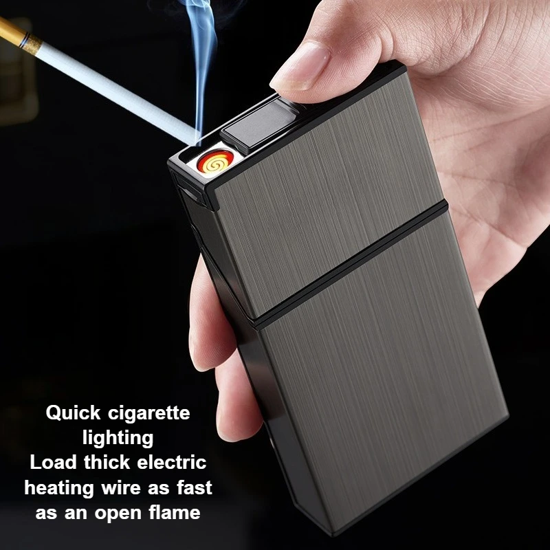 

Набор из 20 упаковок: устойчивые к давлению тонкие коробки для сигарет и портативные ветрозащитные и водонепроницаемые уличные зажигалки с вольфрамовой проволокой