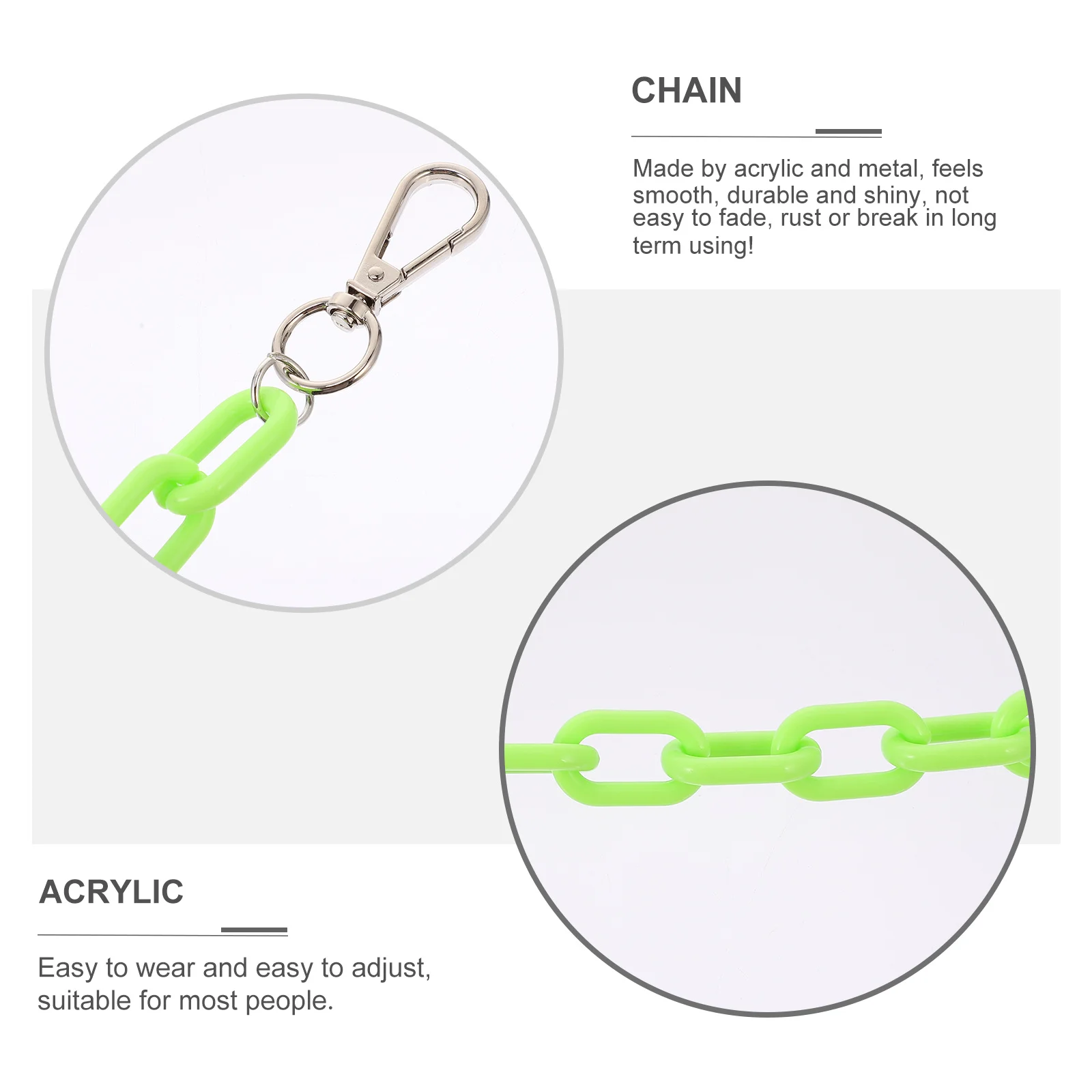 สายคาดเอวอะคริลิคแบบเงาสำหรับกางเกงยีนส์ สไตล์พังก์ ใช้เป็นห่วงใส่กุญแจ กระเป๋าเงิน หรือเป็นเครื่องประดับแบบฮิปฮอป