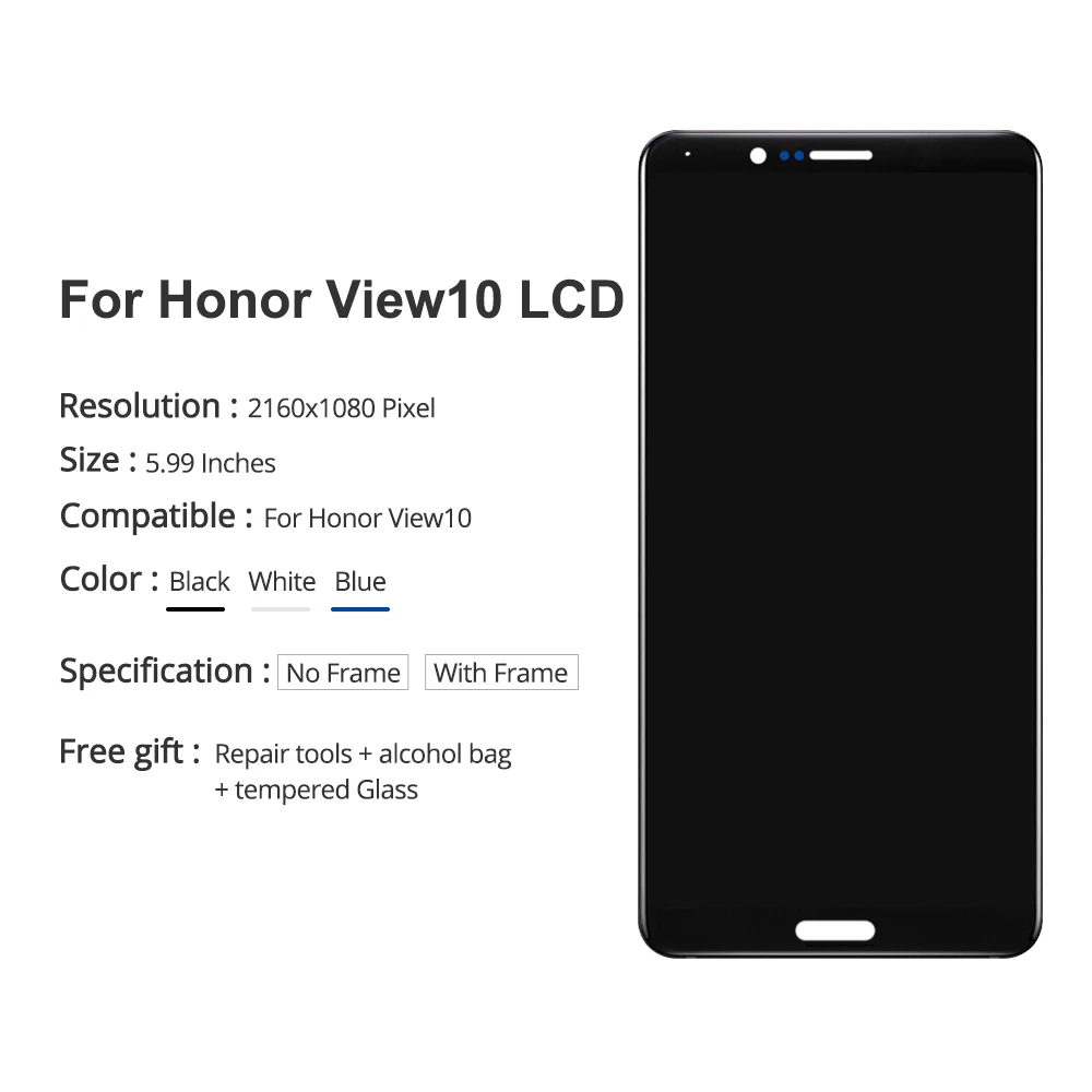 Honor view 10, 5.99インチ,v10,BKL-AL00, BKL-AL20用のスペアスクリーン