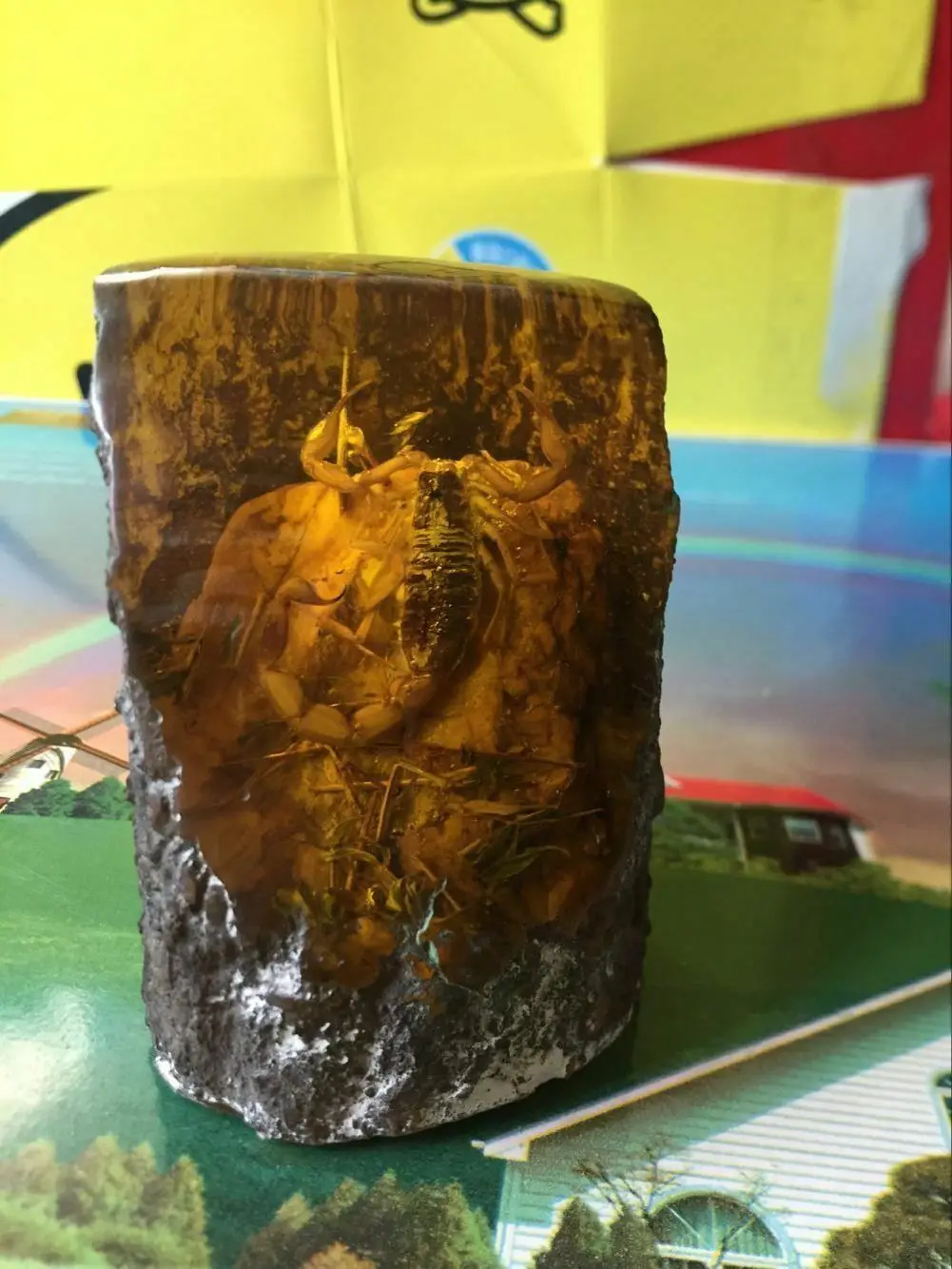 Oriental antique hand natural amber scorpion hot statue The collection decoratio