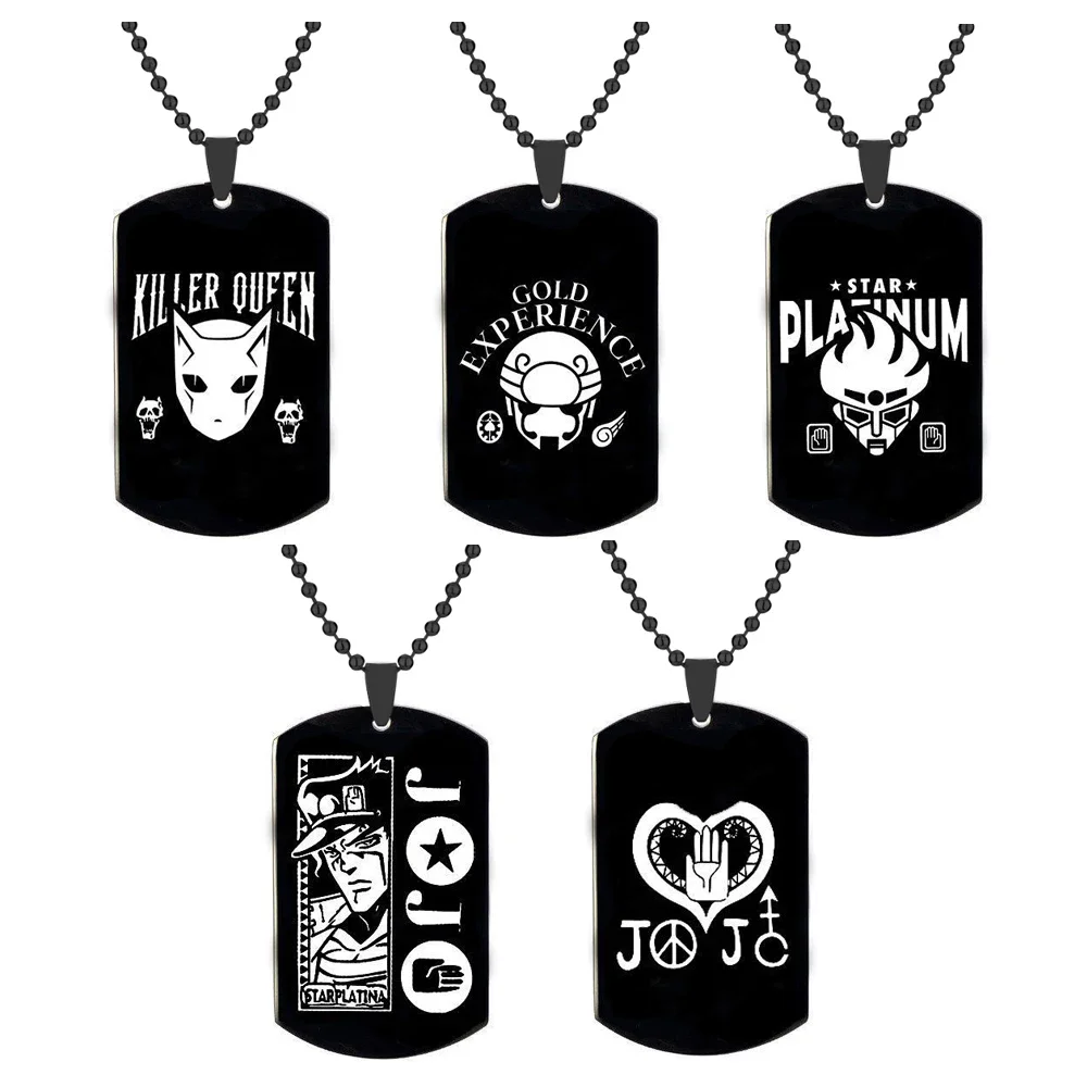 Anime Bizarre Adventure Necklace Stainless Steel Cosplay Dog Tag Logo Pendant Jewelry for Fans Men Gift Accessories