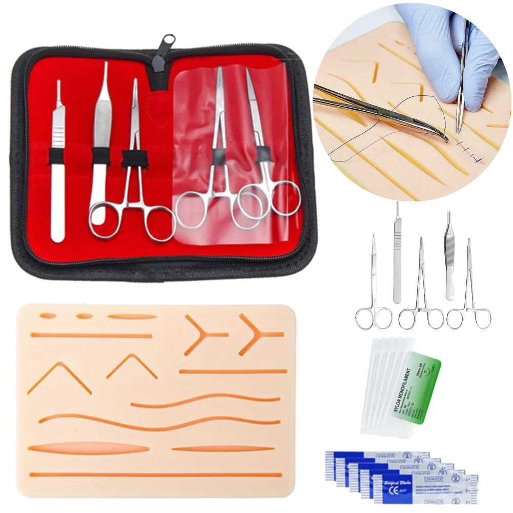 Suture Practice Pad Traumatic Skin Suture Model with Wound Silicone Reusable Surgical Suture Knotting Silicone Teaching Model