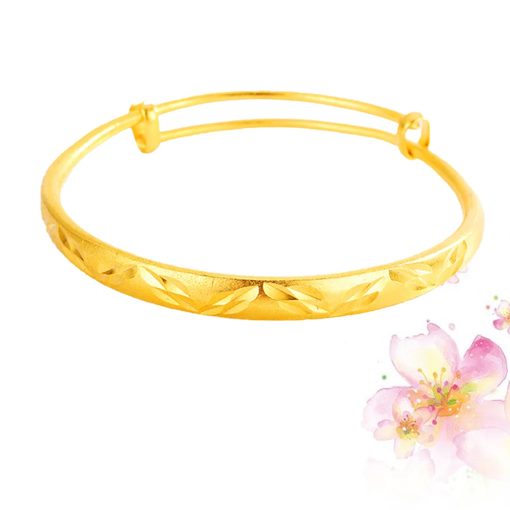 Gold Plated Bracelet Bracelets Titanium Frosted Adjustable Wrist Golden Five Petals Miss