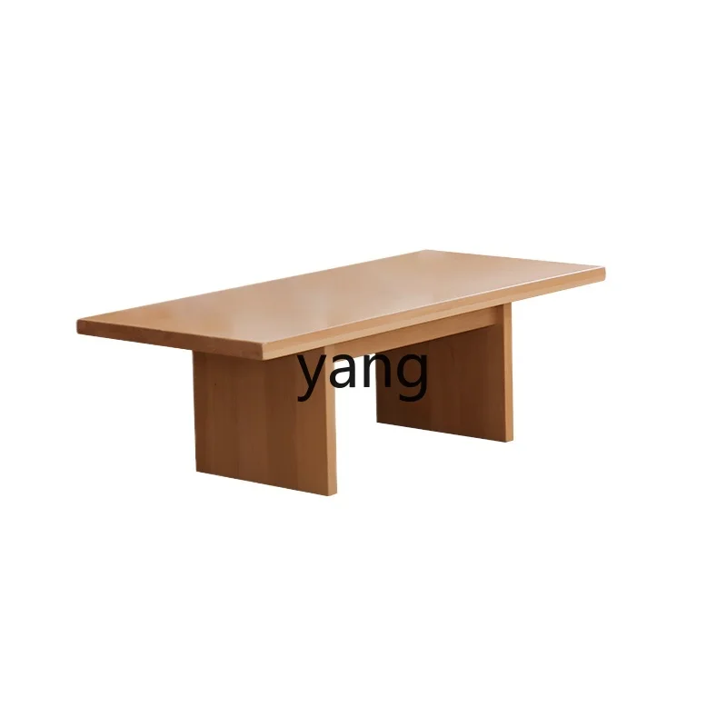 

TGF full beech solid wood coffee table household living room tea table rectangular log tea table