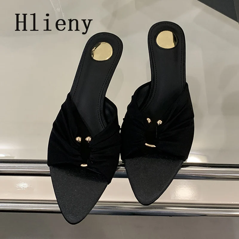 

Hlieny/летние женские тапочки, модные туфли на тонком низком каблуке с открытым носком, элегантные шлепанцы в уличном стиле, вечерние, банкетные шлепанцы, Zapatos De Mujer
