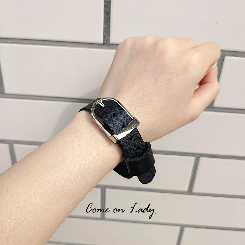 Black PU Leather Wristband simple Bracelet Cuff goth gothic bar punk women men armbands cosplay can be adjusted jewelry