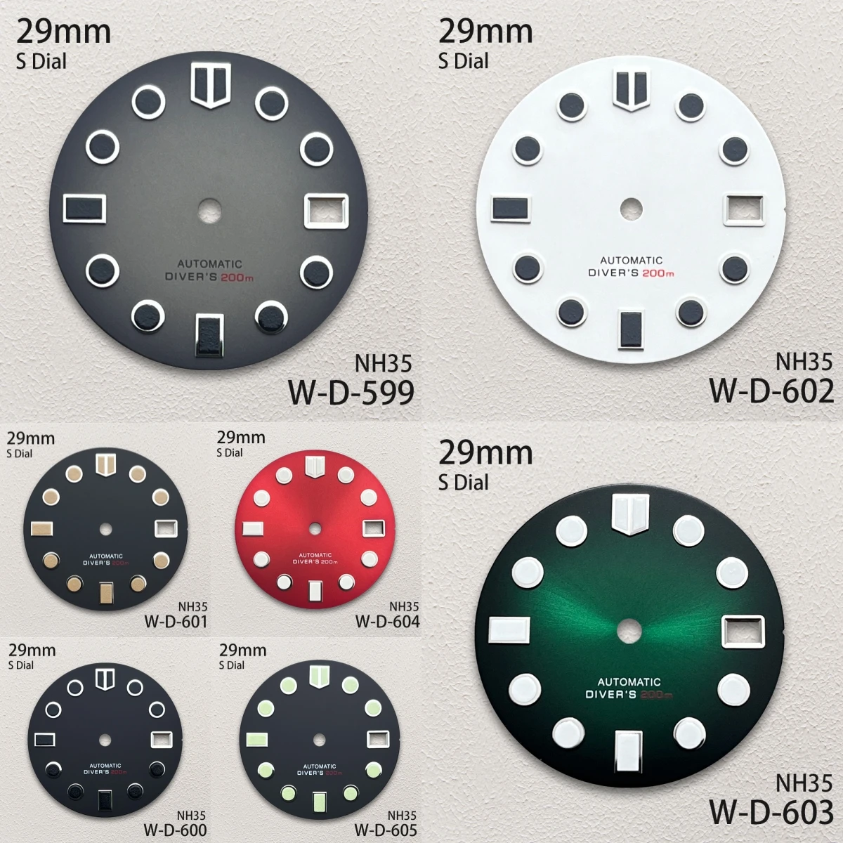 

29mm S Logo Matte Dial Fit NH35/NH36/4R/7S Movement Green Luminous Diving High-Quality Watch Modification Accessories