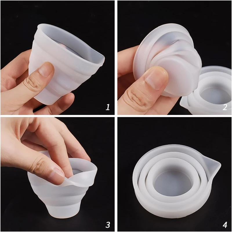 Molde de taza plegable de silicona para dispensador de yeso, contenedor de boca larga para bricolaje, taza medidora de resina epoxi, herramienta de decoración del hogar