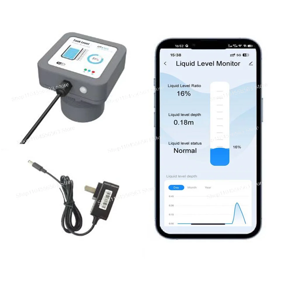 

8M Wireless Ultrasonic Liquid Level Sensor - High Accuracy Remote Water Tank Silo Monitor Meter with Digital Display