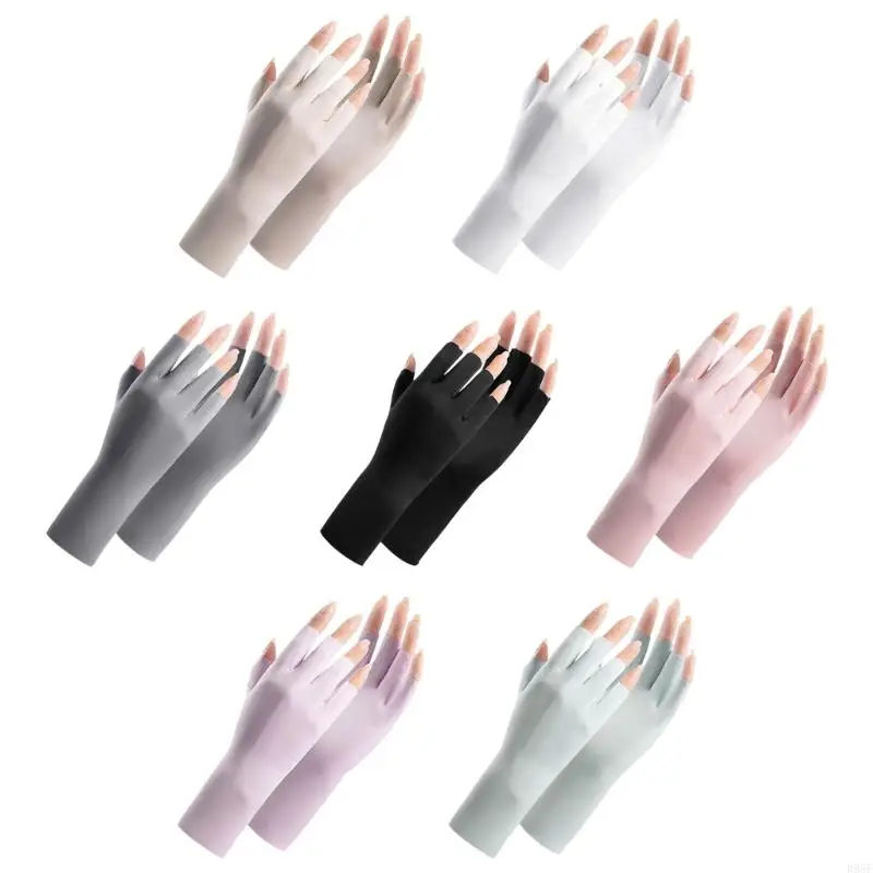 

B95F Summer Half Finger Sun Gloves Elastic Lightweight Fabric For Outdoor Work Gardening Multipurpose Use