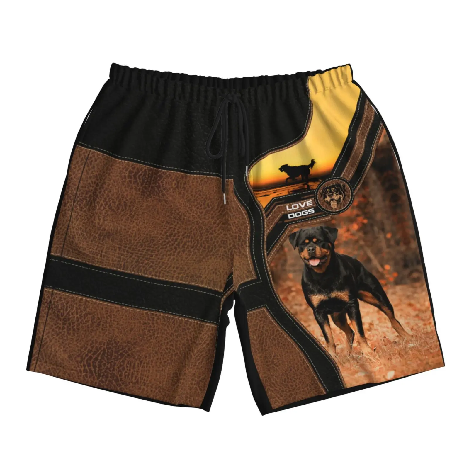 CLOOCL Pantaloncini hawaiani Rottweiler Dog Pantaloncini con stampa 3D Pantaloncini da uomo alla moda con coulisse elastica Pantaloni corti sportivi da vacanza