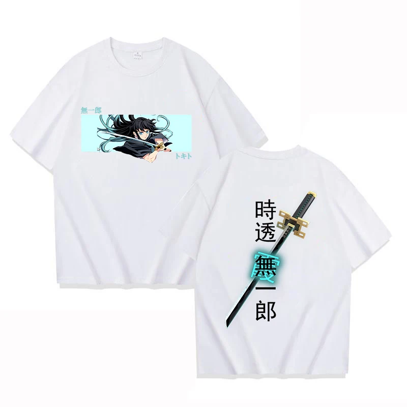 New Anime Tokitou Muichirou Print T Shirt Women Men Short Sleeve Tops Tees Round Neck Fashion Loose Casual T-shirt Clothing
