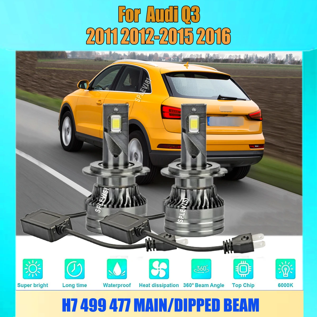 

H7 Headlight Bulb Headlamp bright enough ensure clearer & farther vision on road drive For Audi Q3 2011 2012 2013 2014 2015 2016