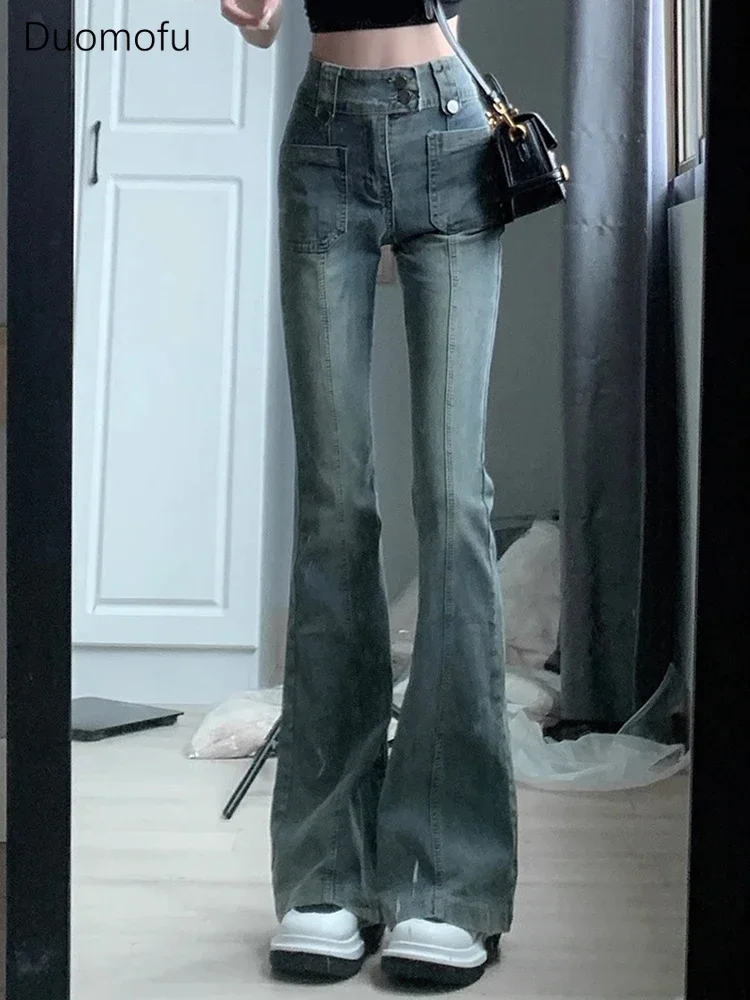 Duomofu American Vintage Sexy High Waist Slim Female Jeans Spring New Classic Full Length Fashion Simple Chic Flare Women Jeans