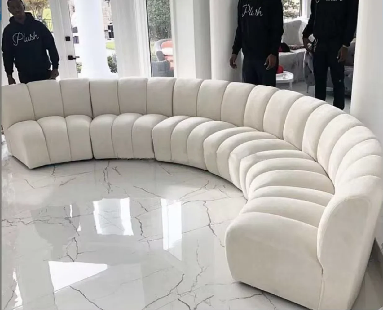 Modern Channel C-Shape Sofa Set U-Style Living Room Furniture Couch Design Elegant Home Decor - view 2