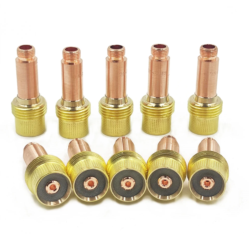 5/10Pcs 1.0/1.6/2.4/3.2/4.0mm TIG Medium Gas Lens Collet Body 45V24 45V25 45V26 45V27 45V28 For TIG WP17/18/26 Welding Torch Kit