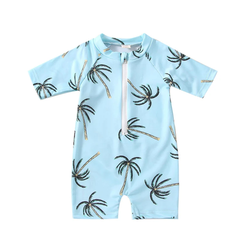 Baby Swimsuit Girl Boy Short Sleeve Zip Rashguards Bathing Suit Swimwear Sunsuit for Toddler Newborn