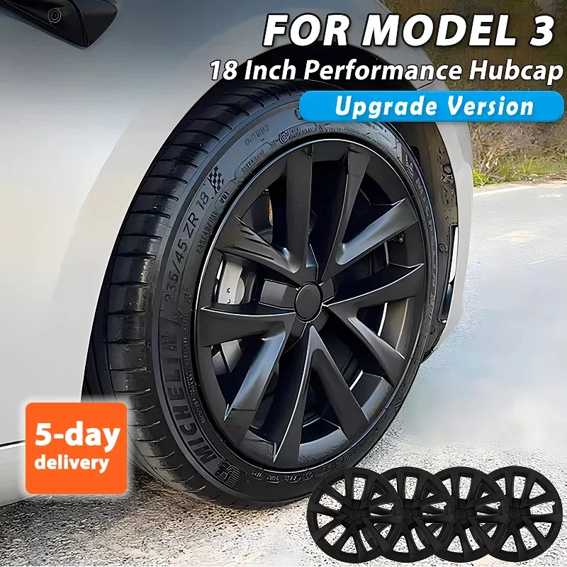 

4PCS HubCap for Tesla Model 3 18 Inch Performance Wheel Caps Automobile Replacemen Hub cap Full Rim Cover Accessories 2018-2023