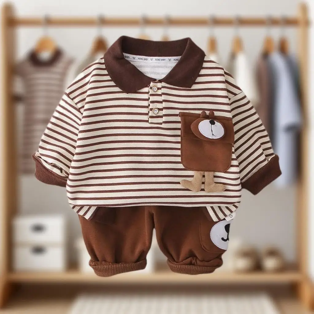 

Kid Interesting Short Suit Set Casual Stripe T Shirt And Lovely Short Pants Children Comfortable Cozy Everyday Wear Outfits