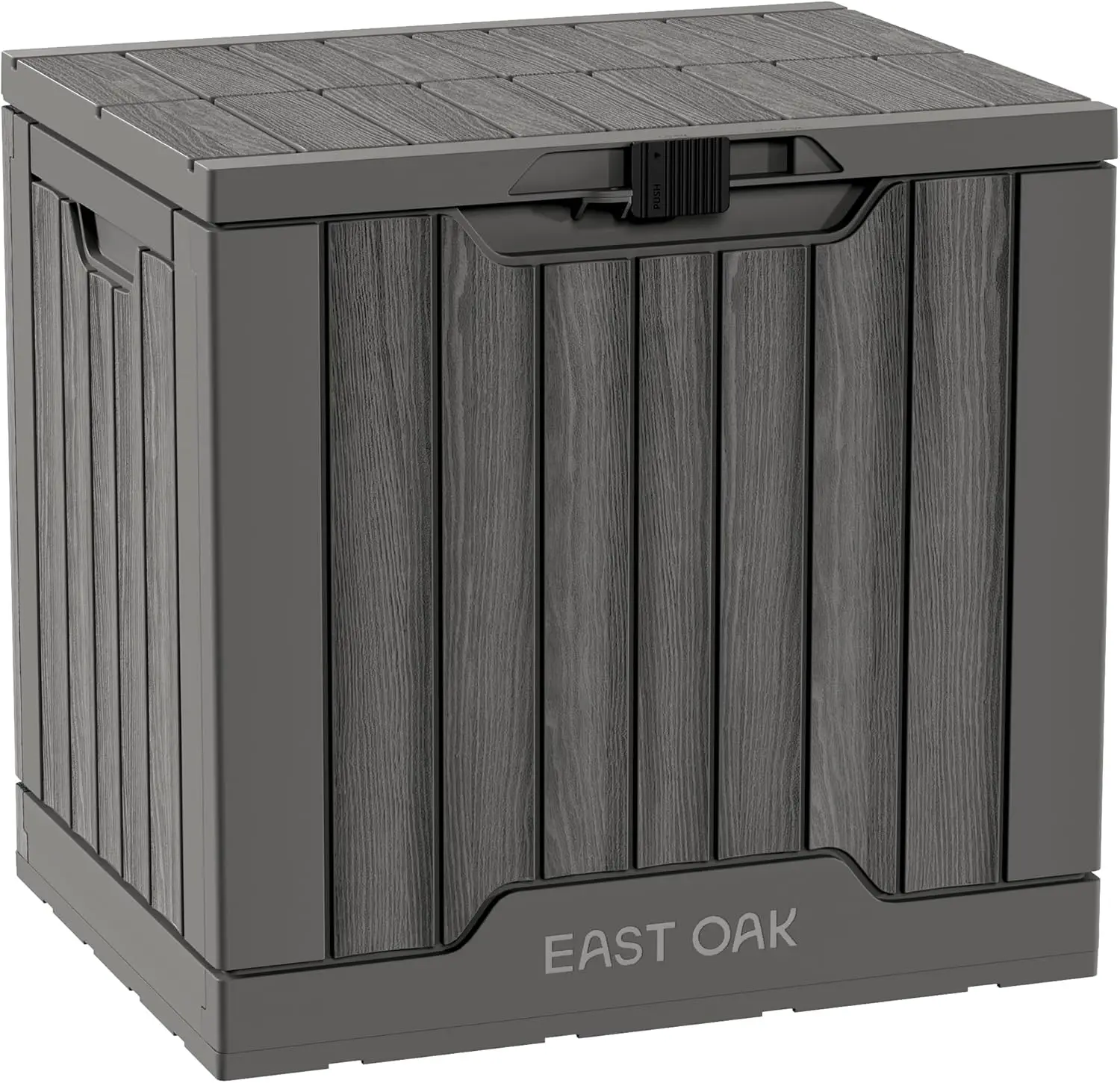 31 Gallon Outdoor Storage Box with Lockable Lid for Patio Cushions and Garden Tools, UV Resistant Resin, Deep Grey