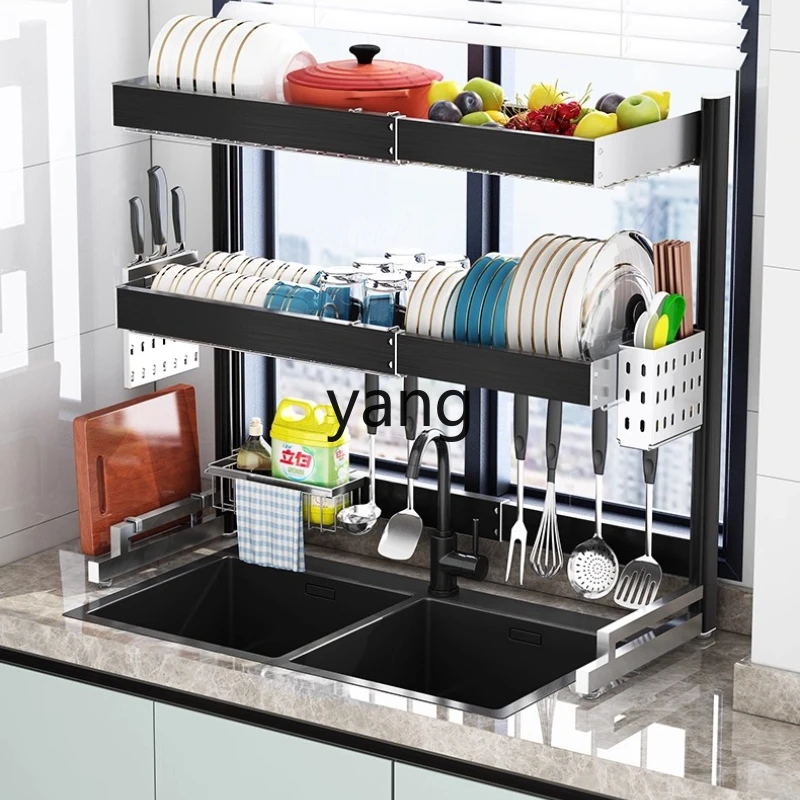

yhm Kitchen Stainless Steel Retractable Dish Storage Rack for Washing Vegetables
