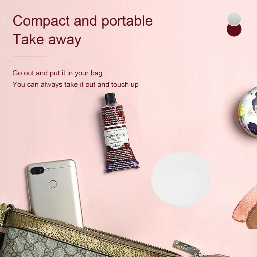 مرآة مكياج صغيرة محمولة قابلة للطي ، مرآة مدمجة ، إضاءة ليد ، محمولة باليد ، للسفر ، 10X