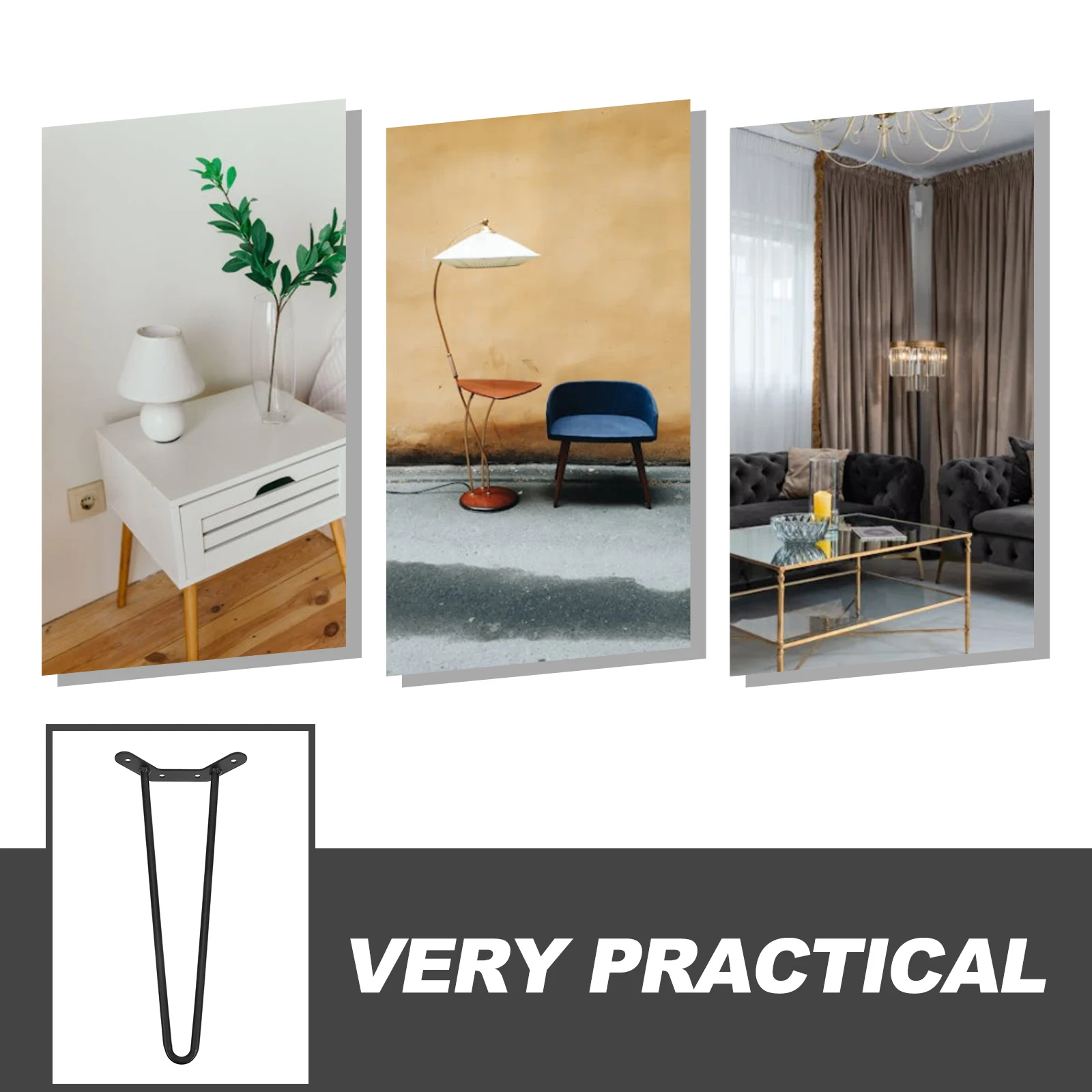 

2Pcs Sturdy Metal Hairpin Legs for Tables Desks Bedside Dining Stable and Lightweight DIY Home Decor Hairpin Table Legs