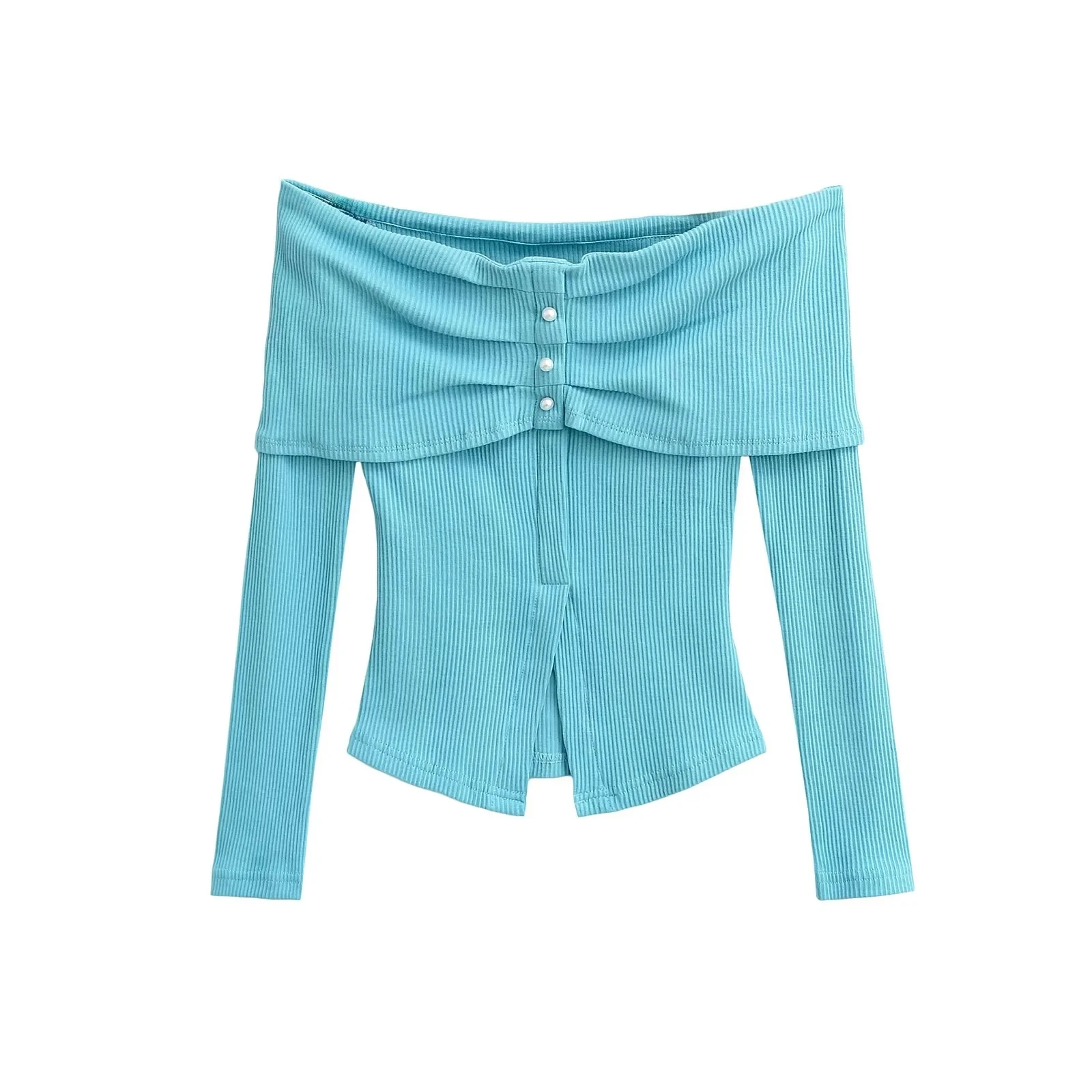 セクシーなロングスリーブワンショルダーTシャツ レディース 春秋デザイン スリムフィット セクシーなスリット入りワンワードカラートップ