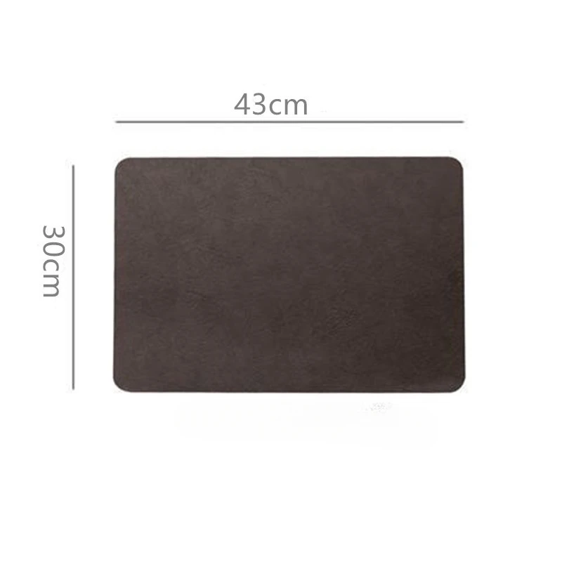 Light Luxury Solid Leather Placemat Coffee Brown PVC Table Mat Waterproof Oilproof Heat-Insulated Plate Bowl Pad Table Decor