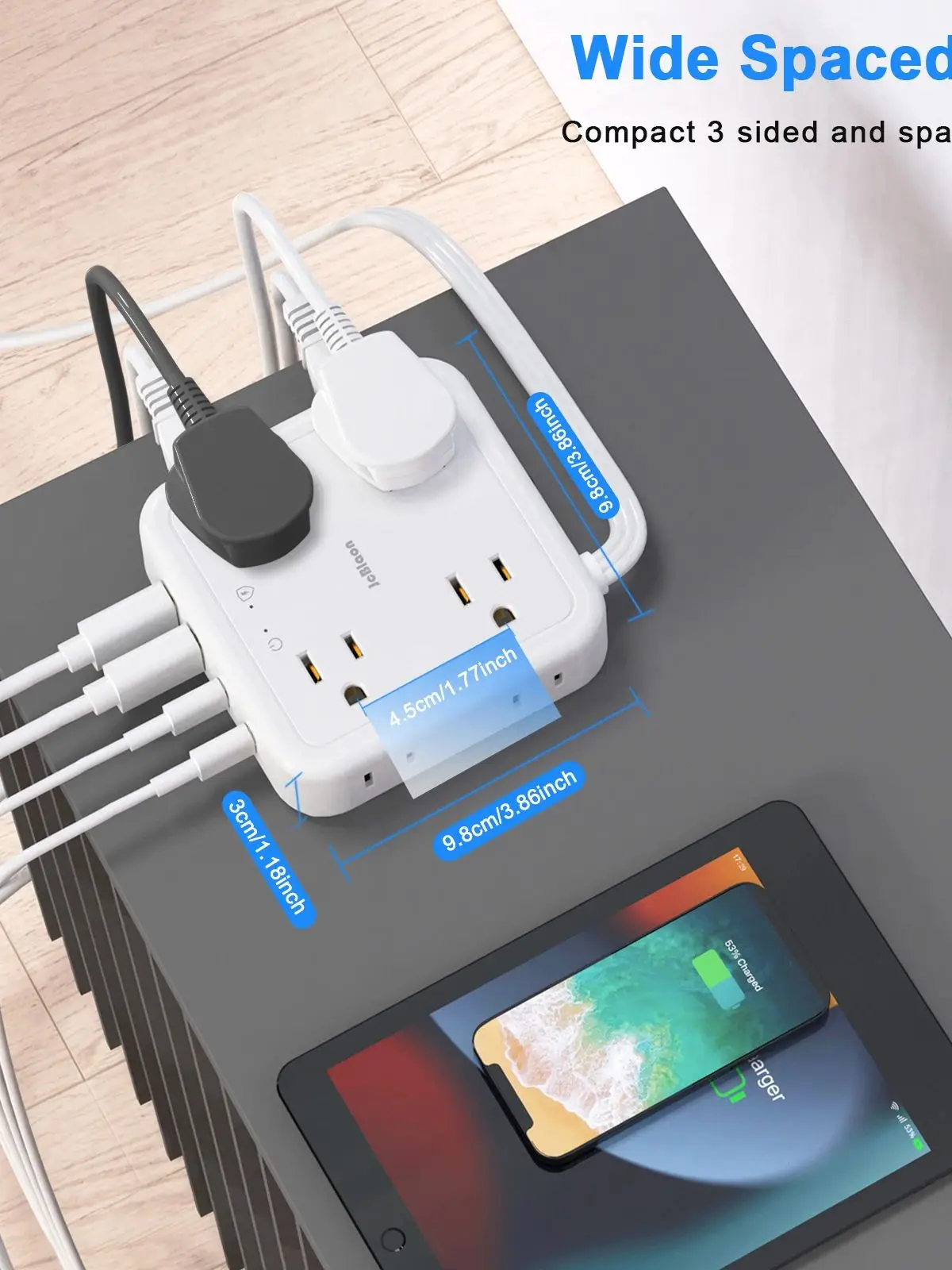 12-in-1 US Plug Power Strip AC Outlet Multiprise Wall Socket Universal Network Filter USB Ports 5Ft Extension Cord Electrical