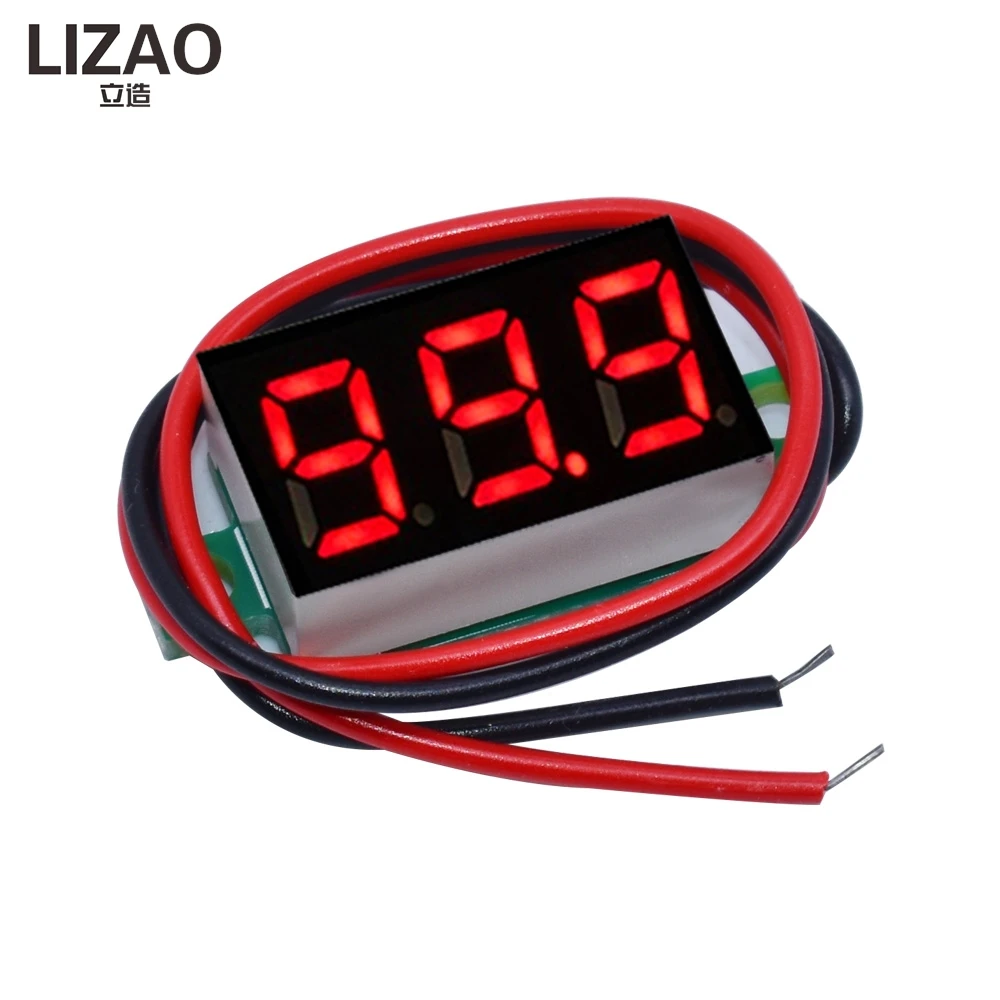 LIZAO 0.36" LED Digital Voltmeter 0-100V DC 3-Wire 3-Digit Display Red Green Blue Voltage Panel Meter for Electronic Devices