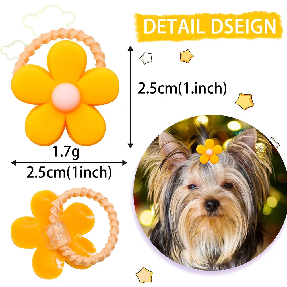 40PCS Hair Bows Fashion Cute Small Dog Cat Hair Bows For Dogs Cats Hair Accessories Rubber Bands Bows For Dogs Grooming Products