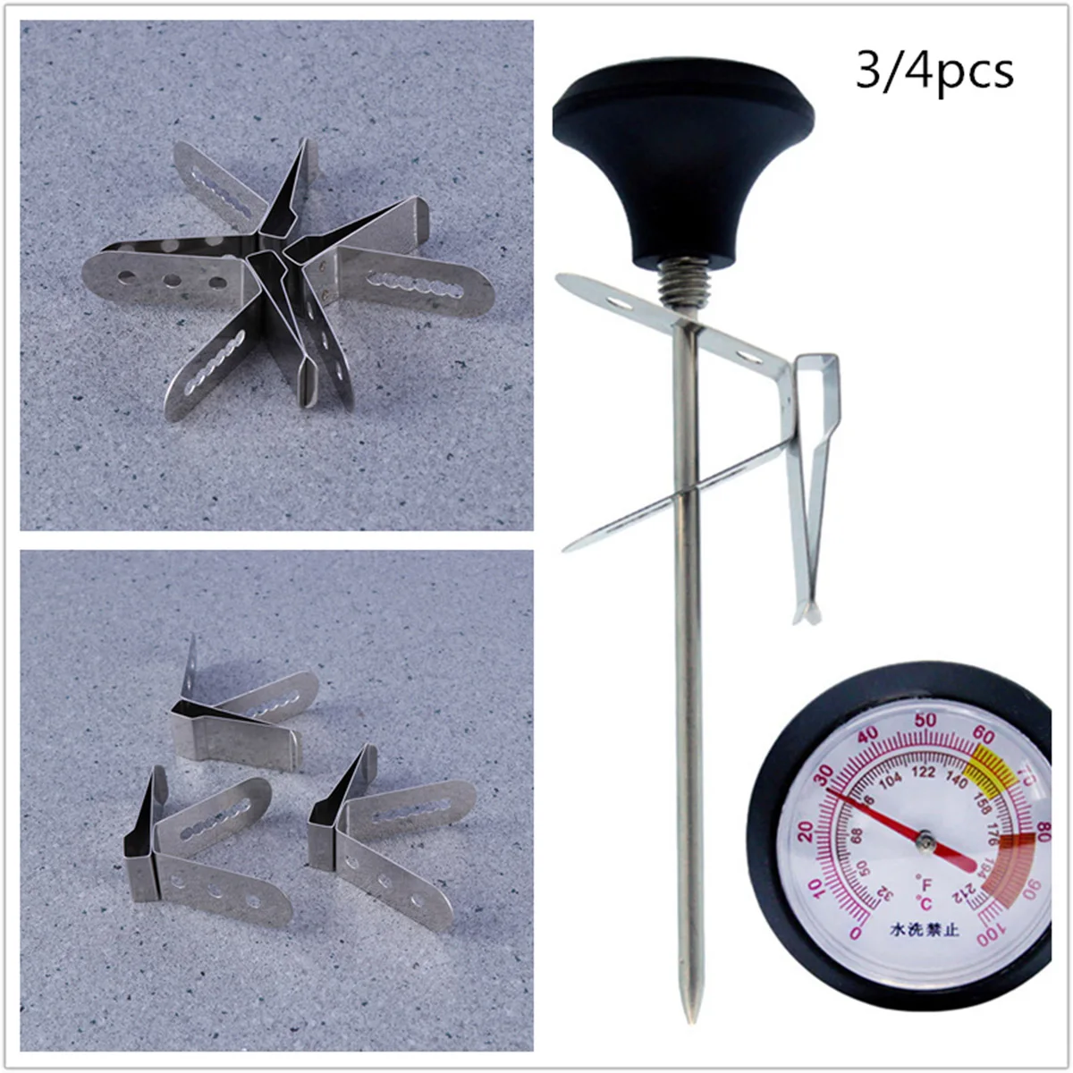 

Thermometer Fixing Clip Probe Holder Food Grade Stainless Steel Meat Grill Silver