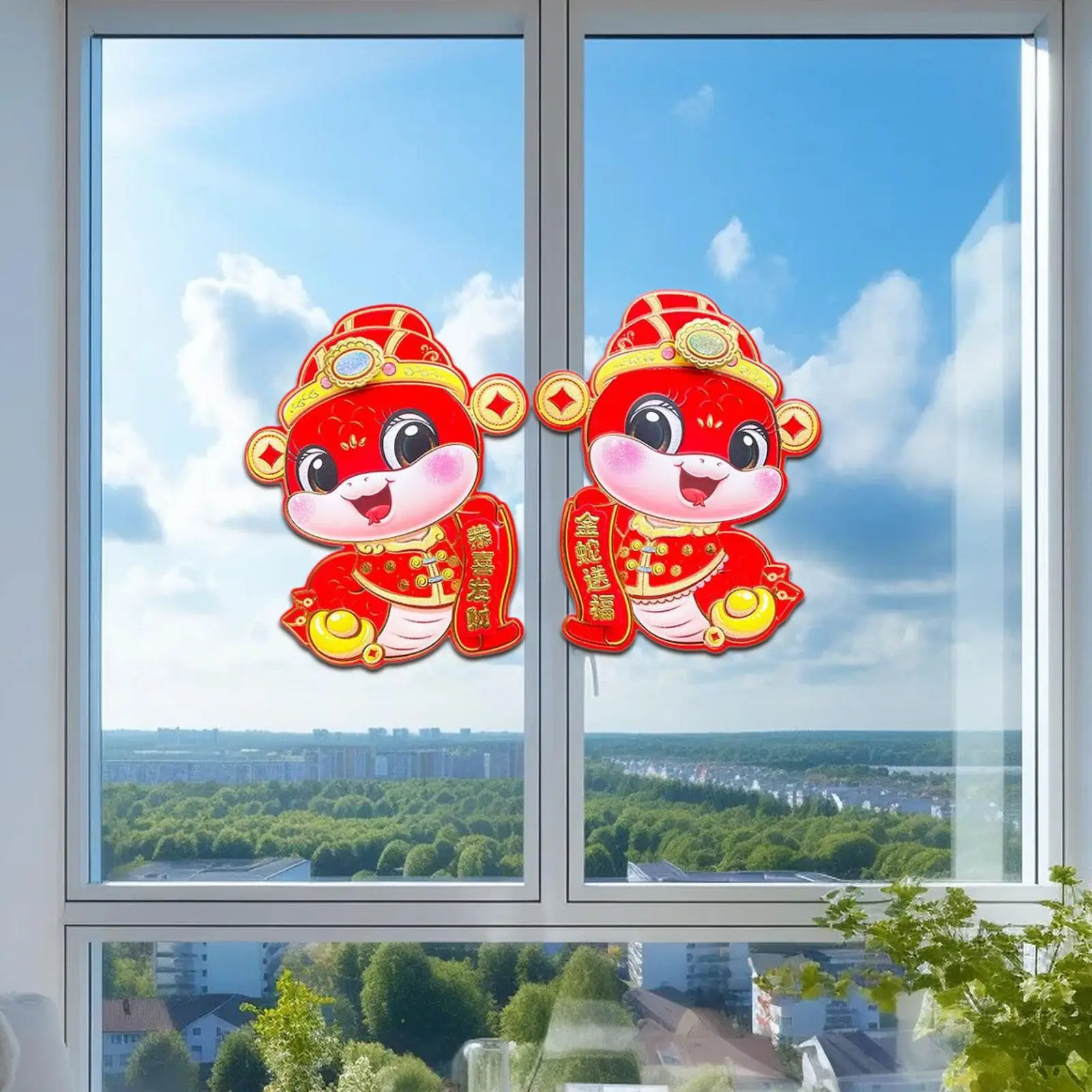 

2 шт., наклейки на дверь в китайском Новом году, 2025 весенний фестиваль, наклейки на стены, домашний декор, украшение на лунный Новый год для учебы, витрины