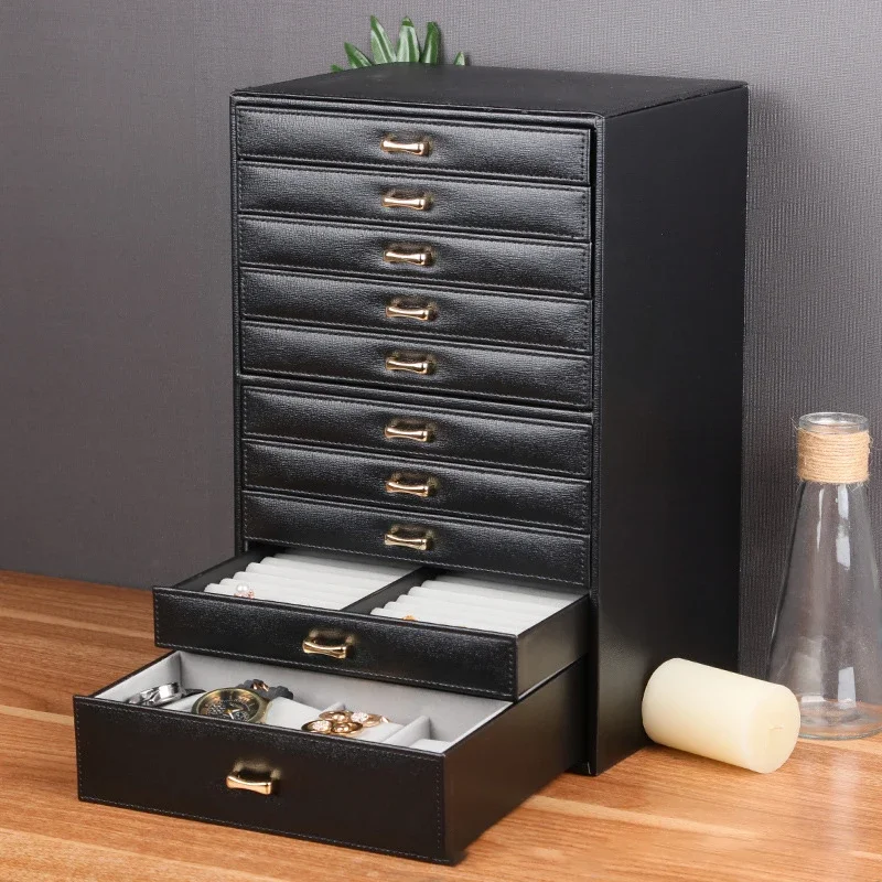 Large Capacity Jewelry Storage Box Multi-drawer 10 Layers Luxury Jewelry Display Collection Jewelry Organizer Box for Women