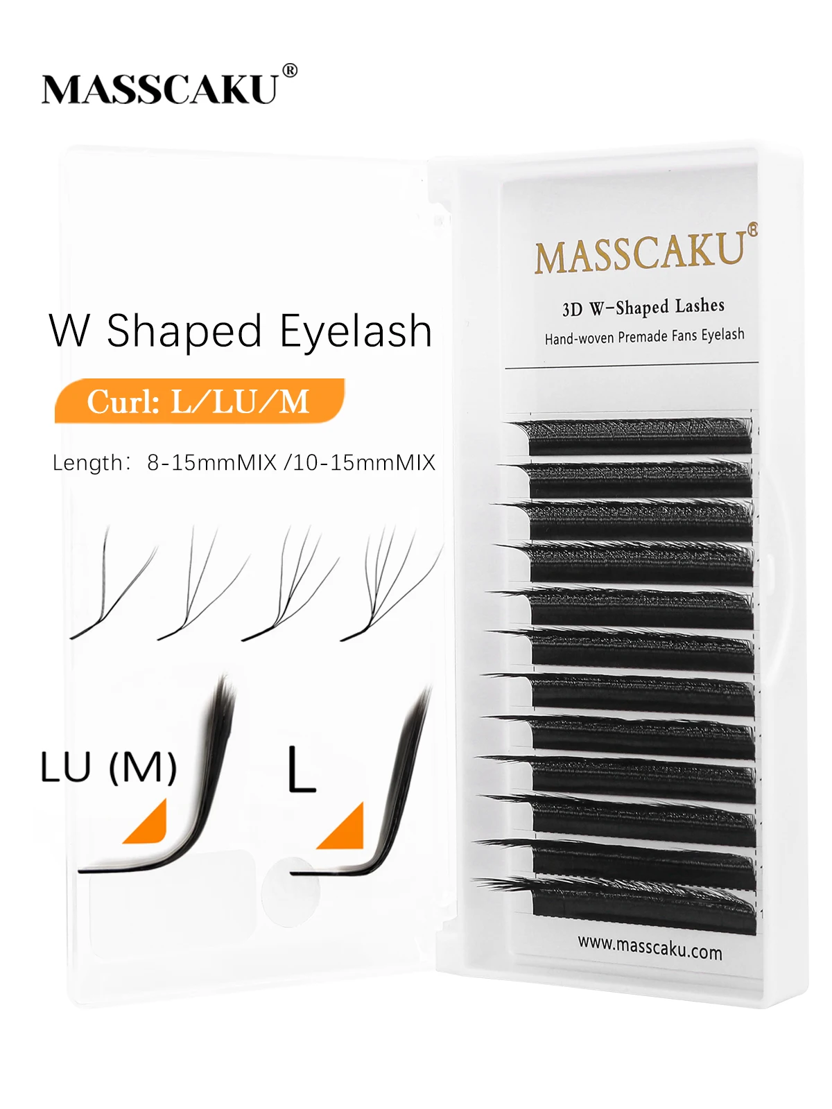 MASSCAKU YY/3D/4D/5D/6D W forme cils M/L/LU Curl Fans Faux vison doux naturel Extensions de cils fournitures de cils professionnelles
