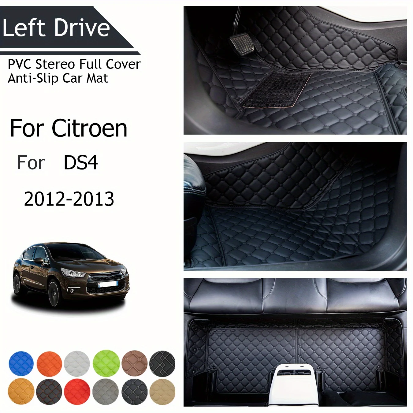 

TEGART 【LHD】For Citroen For DS4 2012-2013 Three Layer PVC Stereo Full Cover Anti-Slip Car Mat Car Floor Mats Car Accessories