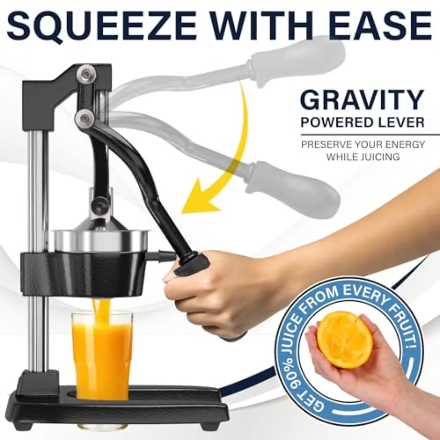 Cast Iron Citrus Juicer for Fresh Orange Juice in Commercial Kitchens and Home Use ExtraLarge Manual Hand Press with Heavy Duty
