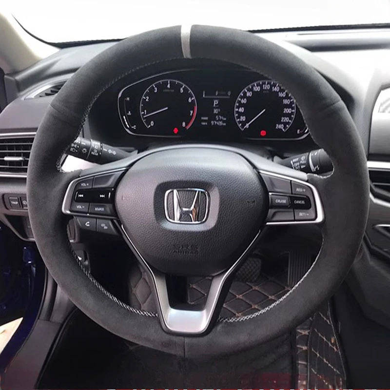 

Для Honda Accord 10 2018 2019, Insight 2019, сшитый вручную нескользящий высококачественный замшевый чехол на руль автомобиля