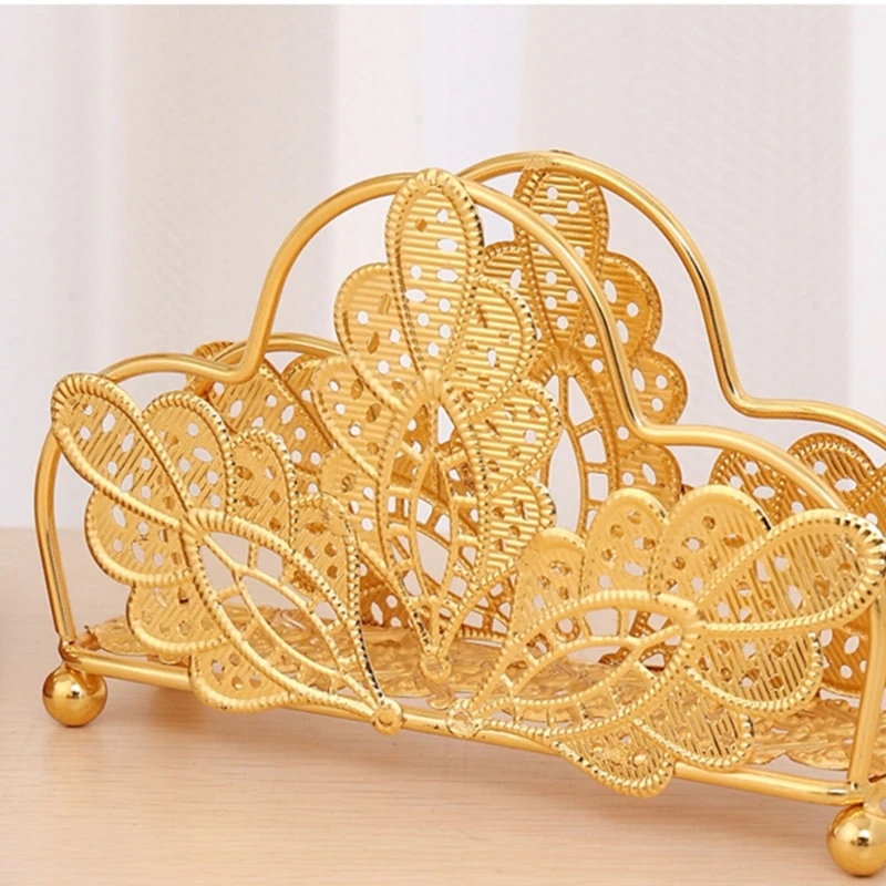 Wrought Iron Golden Tissue Holder Paper Rack Napkin Stand Supplies for Wedding Birthday New Year Paper Towel Drop shipping