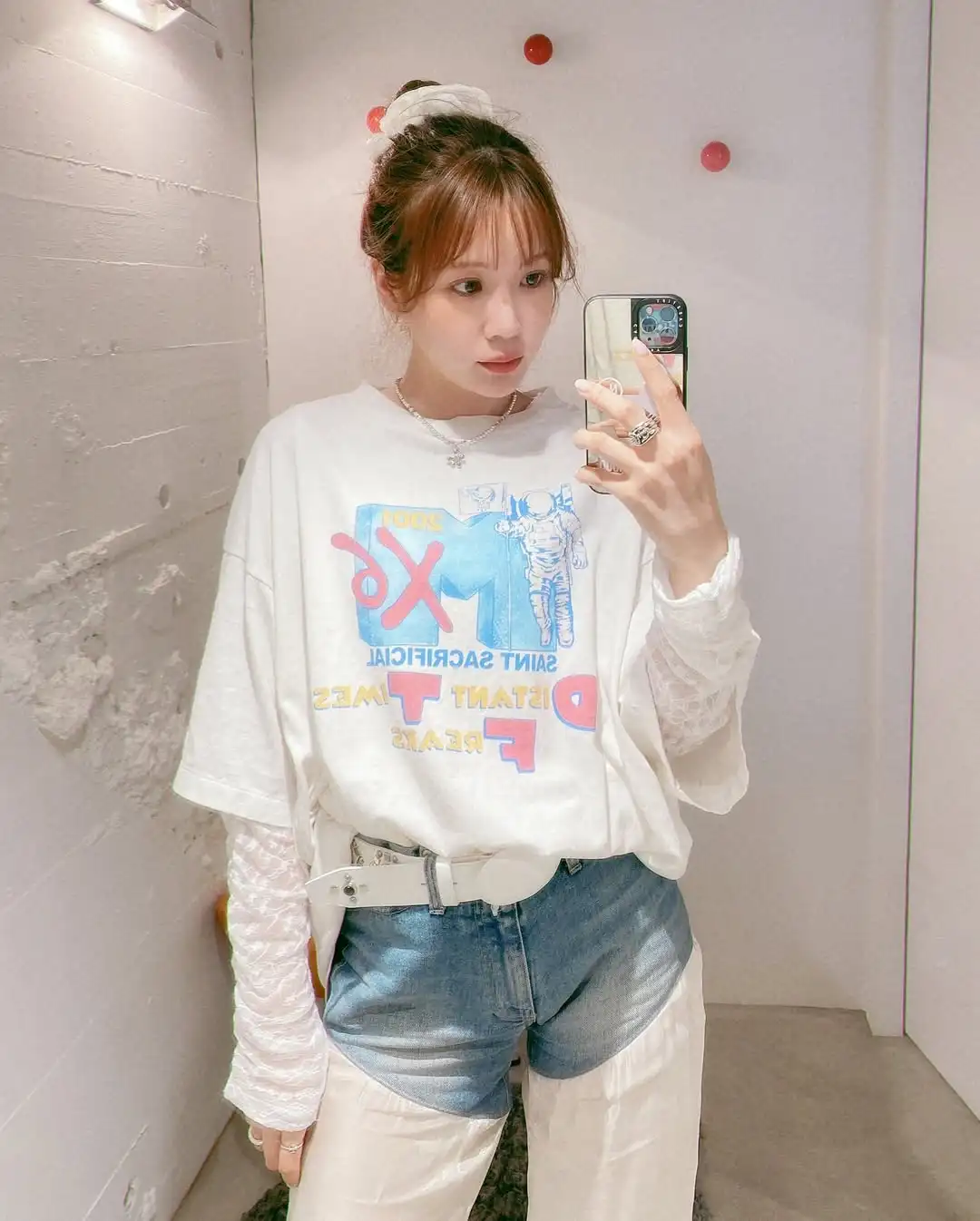 

Saint Michael New Fashion Astronaut Memorial Washed Style men's and women's short-sleeved couple T-shirts